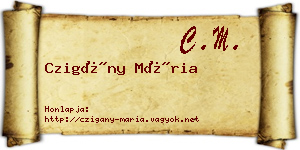 Czigány Mária névjegykártya